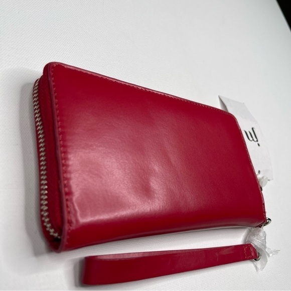 Jennifer Moore Wristlet Clutch Bag Wallet Purse Berry Red Vegan Leather New - Picture 6 of 12